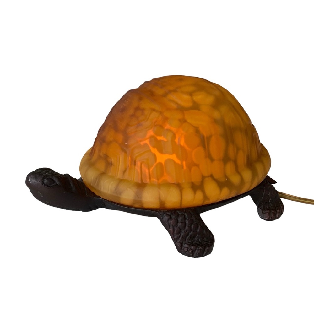 Vintage 90’s Meyda Tiffany Amber Turtle Light (Baby Nightlight Nursery Tortoise) - Picture 5 of 12